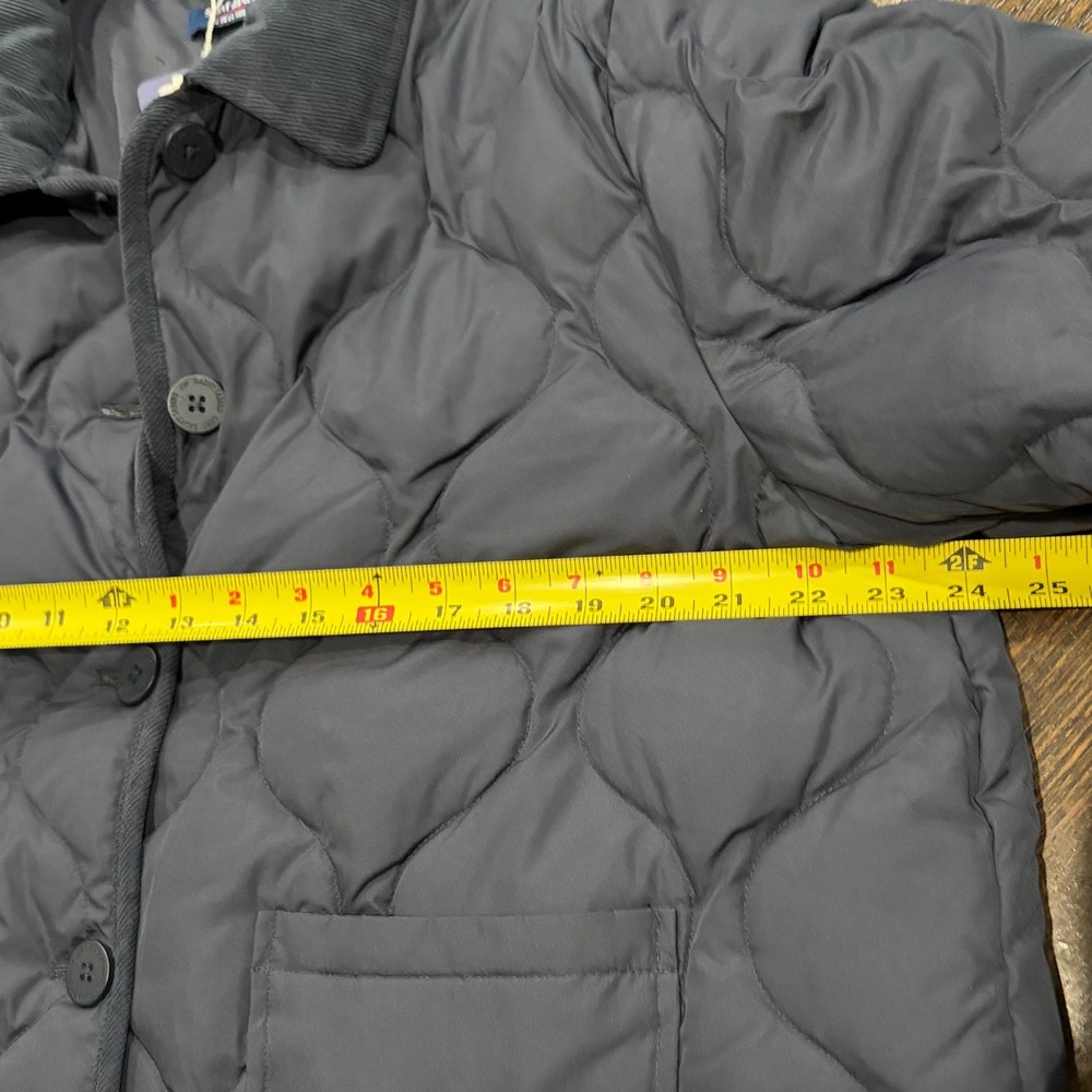 Saint James Juliana Jacket Womens 16 Navy Blue Quilted Down Corduroy Collar - Picture 10 of 10